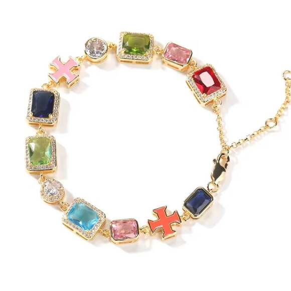 Other Accessories - Multi Colored Gemstone Bracelet With Pink 8 Feb